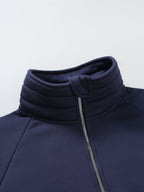 Men's Fashion Raglan Sleeve Sweatshirt with Half-Zip Open Neckline, Autumn/Winter Casual Versatile Long-Sleeve Sweatshirt - Navy Color
