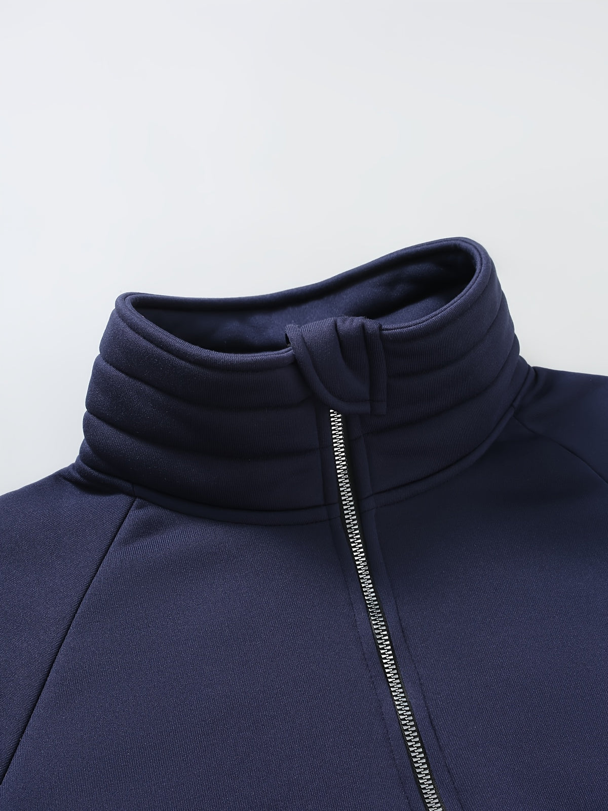 Men's Fashion Raglan Sleeve Sweatshirt with Half-Zip Open Neckline, Autumn/Winter Casual Versatile Long-Sleeve Sweatshirt - Navy Color
