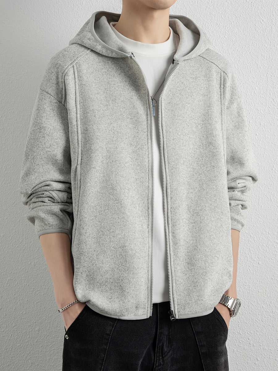 Men'S Spring And Autumn Hooded Sweatshirt Cardigan, Basic Jacket, Multiple Colors Available, Casual Zipper Design, Easy to Wear. Pair with Solid Color Base Pieces, Easily Integrates Into Various Fashion Trends, Practical And Minimalist Fashion - Heather Gray