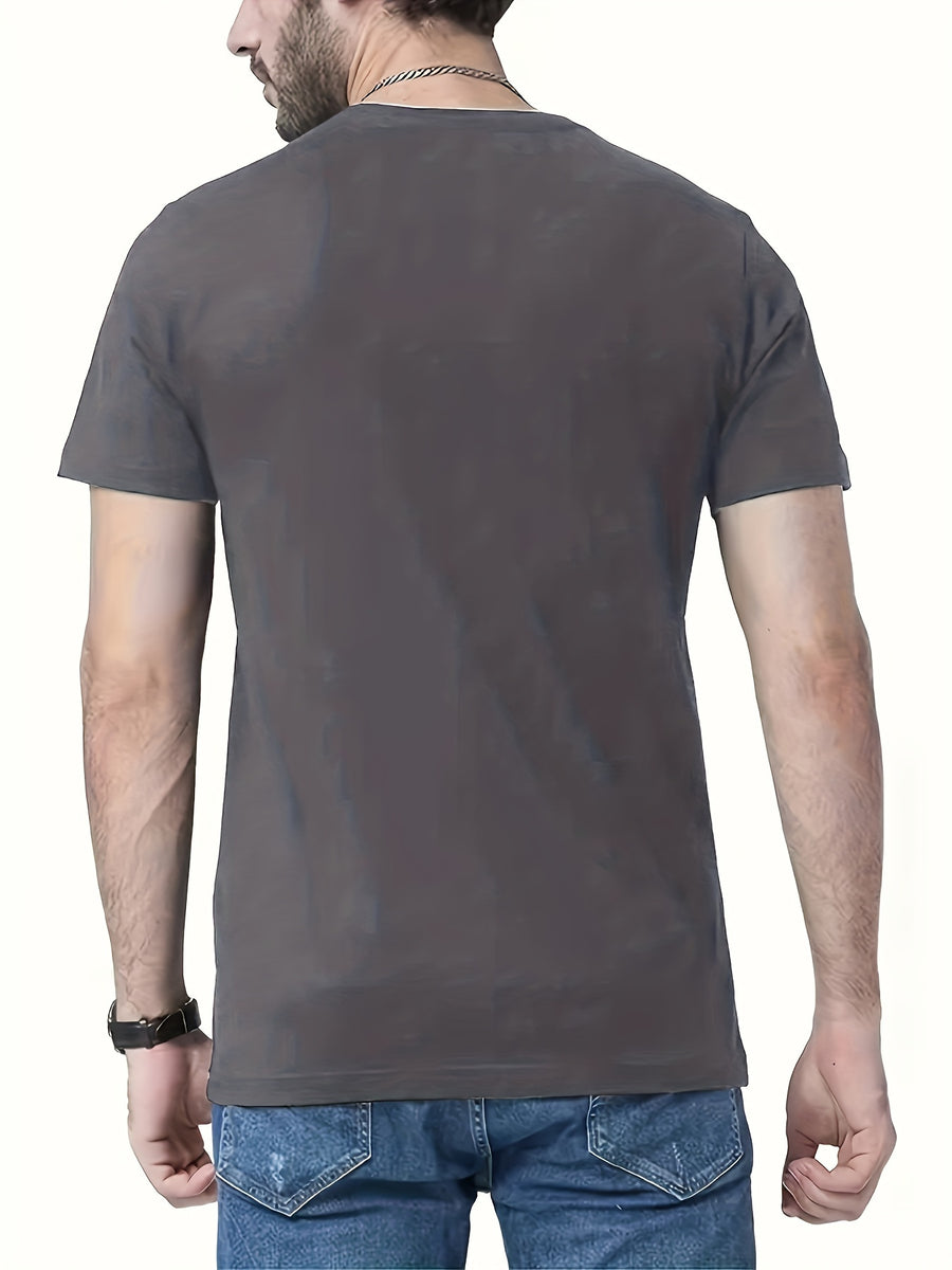 Trendy Printed T-Shirts for Men, Regular Standard Fit Comfortable Short Sleeve Casual Tee, Versatile Everyday Fashion Outfit Top - Slate Grey