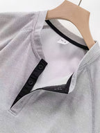 3-Pc Value Men'S Henley Shirt Short Sleeve Waffle Knit Breathable Stand Collar Polo Shirt Raglan Slim Fit Summer Sports Commute Versatile Top - Light Gray+white+black