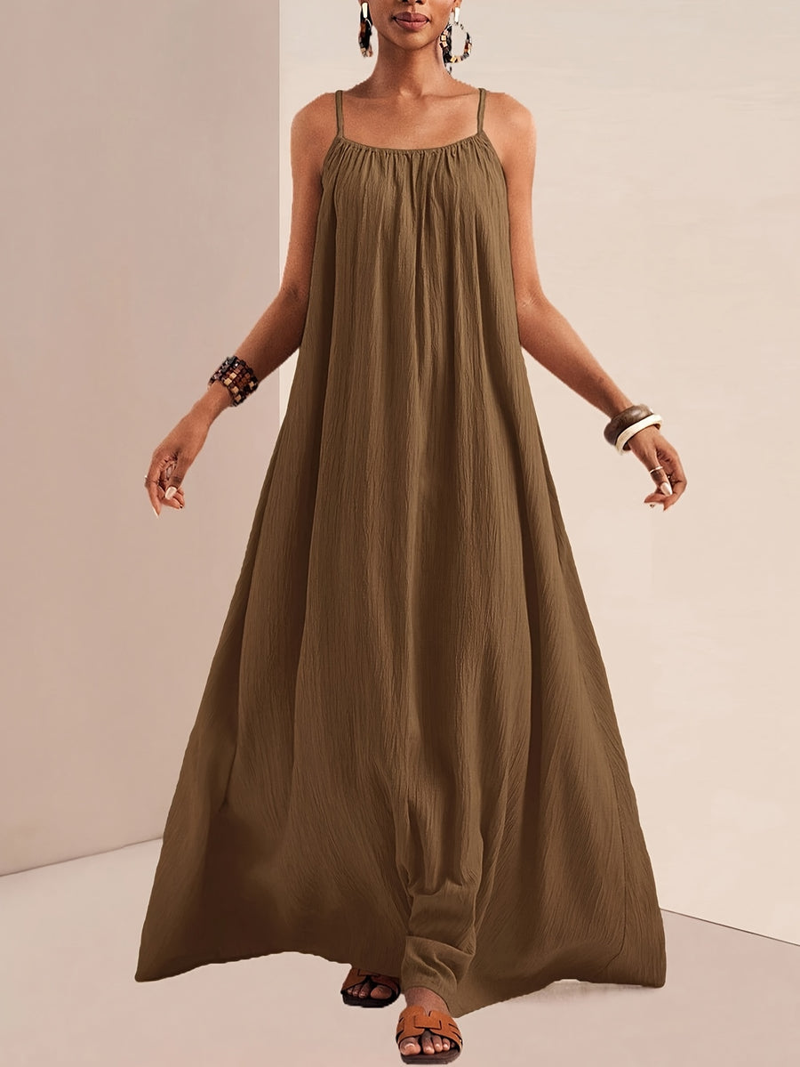 Women'S Solid Color Cami Dress - Dark Brown