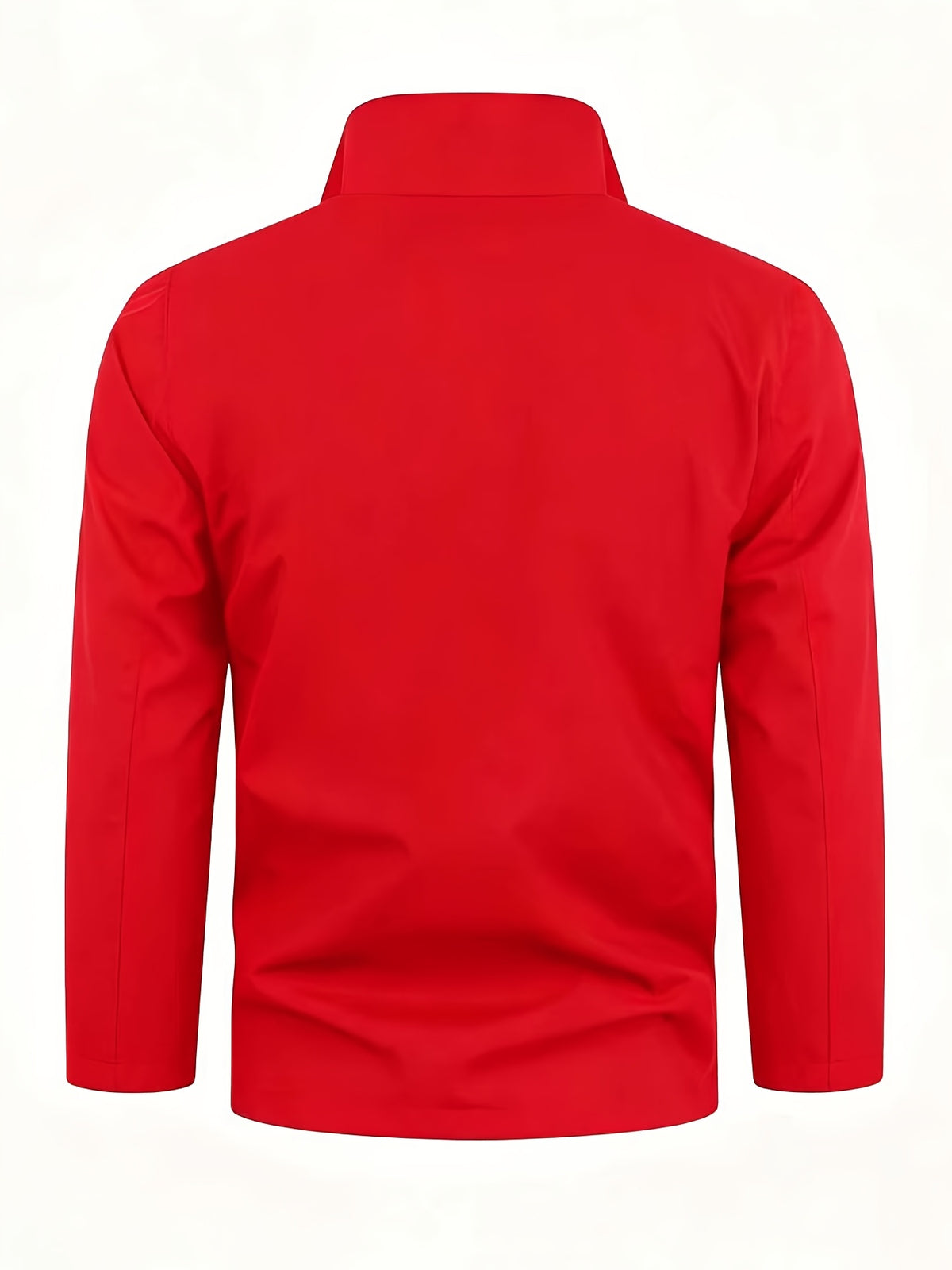 Simple Large "R" Letter Navy Blue Lined White Full-Zip Stand Collar Windproof Jacket for Men and Women, Spring/Autumn Multi-Pocket Trendy Casual Outdoor Windbreaker - Red