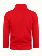 Gray- Head Pattern Contrast Lining Full Zip Stand Collar Windproof Jacket, Men Women Spring Autumn White Multi-Pocket Outdoor Fleece Coat Winter Clothes for Men - Red