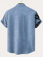 Men'S Classic Short-Sleeve Shirt with Lapel - Casual Button-Up Design for Summer Daily Wear, Vacation Destinations, And Outdoor Activities - Mixed Color 4