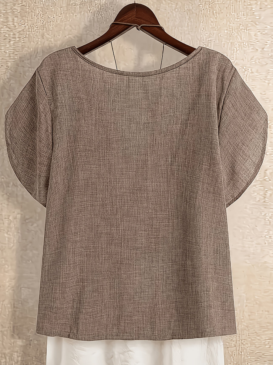Women's Solid Color Vacation Top - Camel