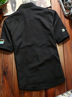 [Uomo Le Mi OBM] Men'S Fashion Casual Short Sleeve Shirt, Suitable for Summer, Daily Outings, And Parties - Black