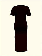 Two Logo Midi Dress with Side Slit - Stylish And Comfortable for Women - Black