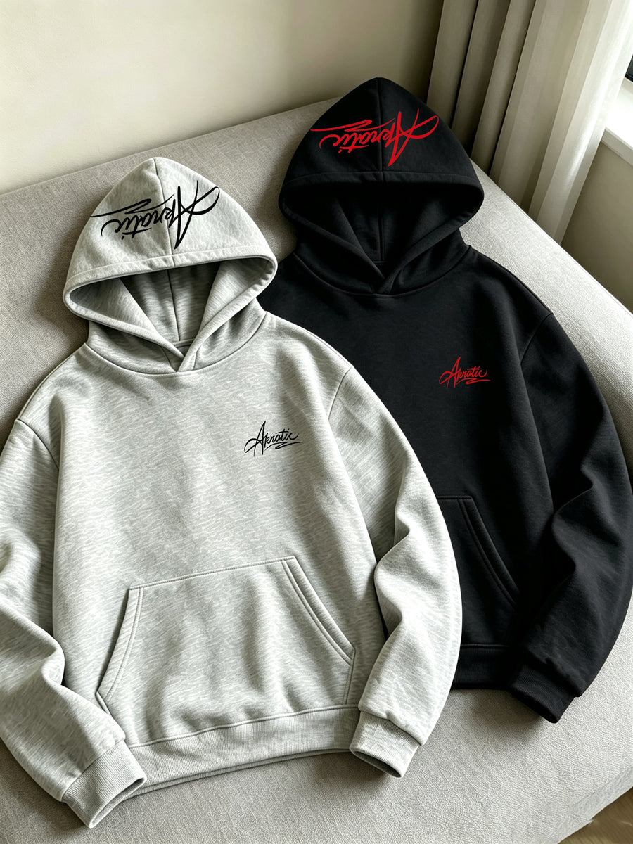2pcs Men'S Casual Fleece-Lined Sweatshirts, American Retro Street Style, Trendy Letter Print, Loose Fit, Comfortable Fabric, Suitable for Autumn/Winter Outdoor, Vacation, And Daily Wear, Ideal Gift for Boyfriend/Husband, 2pcs Set - Black + Gray 3