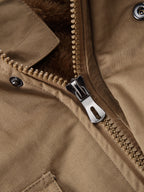 Men'S Heavyweight Winter Jacket Thickened Casual Cargo Detachable Hood Bomber Jacket Stand Collar Zipper Multi-Pockets Warm Coat Thickened Jacket Peacoat - Khaki