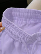 Women'S Fashion Embroidered Decorative Casual Shorts - Purple