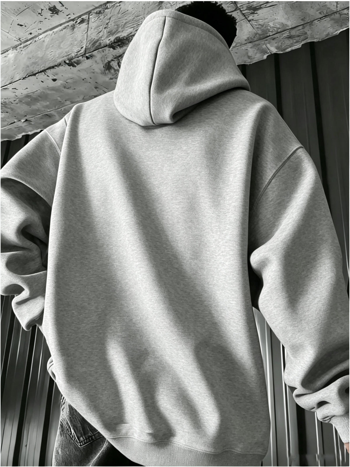 2PIECESMen's Solid Color Drop-shoulder Long-sleeve Drawstring Pocket Casual Outdoor Street Fashion Hoodie, Suitable for Autumn and Winter, Back-to-school Season - Yellow+Grey