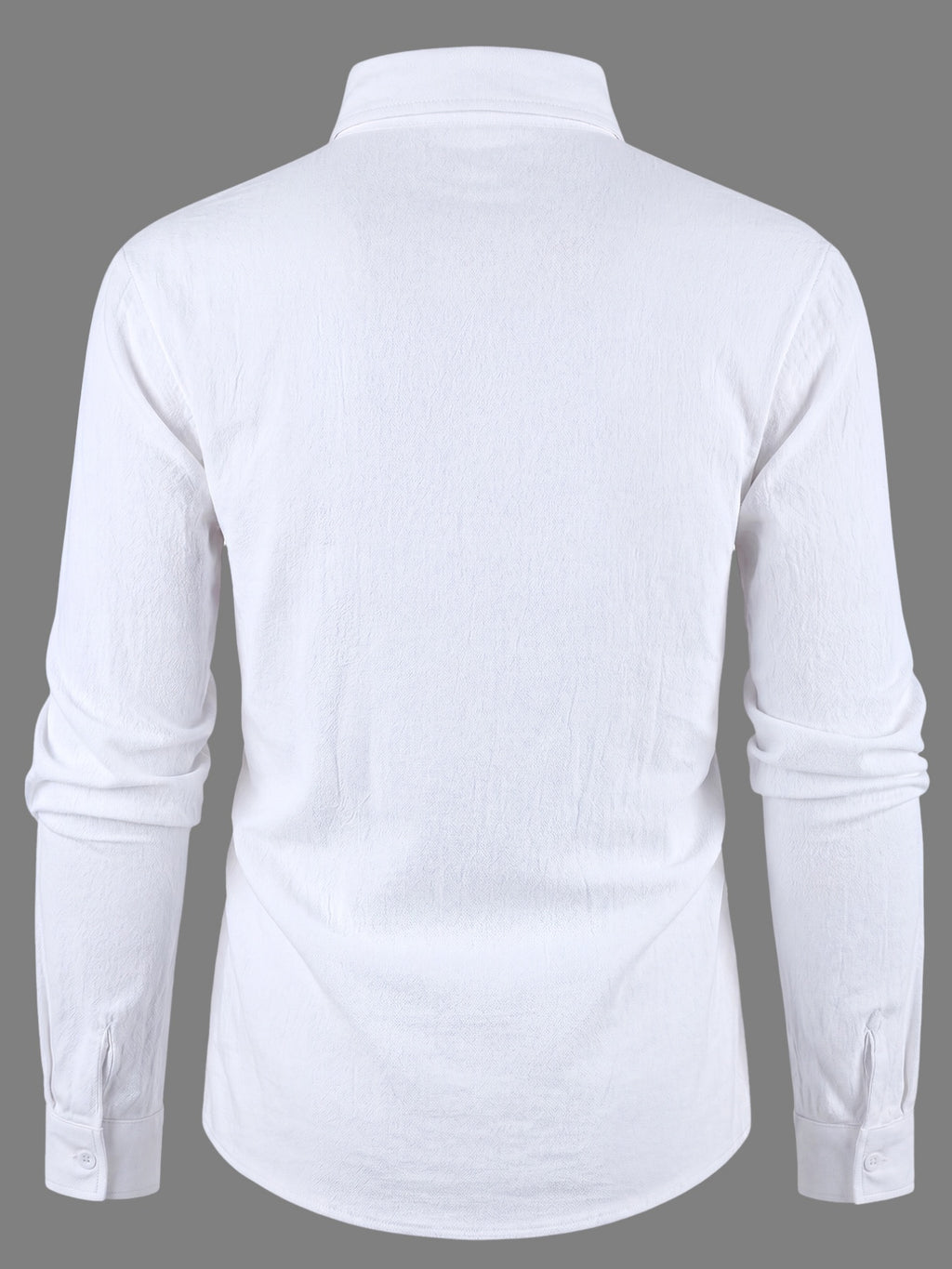 Men'S Breathable Linen Long Sleeve Shirt, Minimalist Geometric Print Collared Shirt, Summer Outdoor Vacation Lightweight Top - White