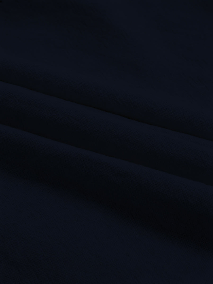 Men'S Summer -Linen Half-Zip Short Sleeve T-Shirt - Breathable Crew Neck Casual Top - Navy Color