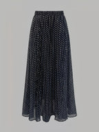 Fashionable Women's Vintage Polka Dot Print Skirt for Spring/Summer - Black