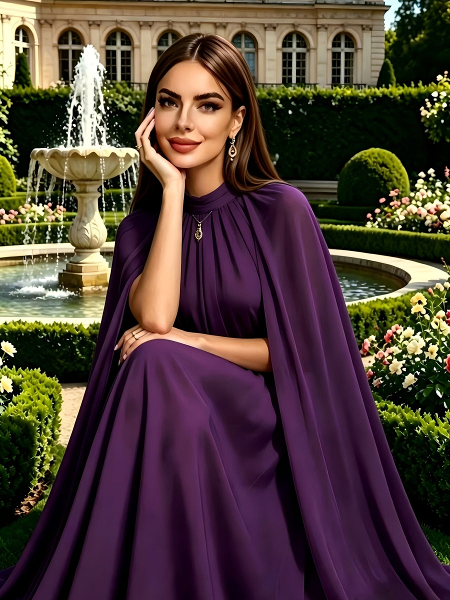 Elegant And Exquisite Evening Dress, Full Skirt Women'S Long Dress, Party Dress, New Women'S Dress, Hosting Performance Dress, Bridesmaid Dress, Casual Dress, Prom Dress, Summer Dress, Graduation Dress, Women'S Sexy Performance Dress - Deep Purple