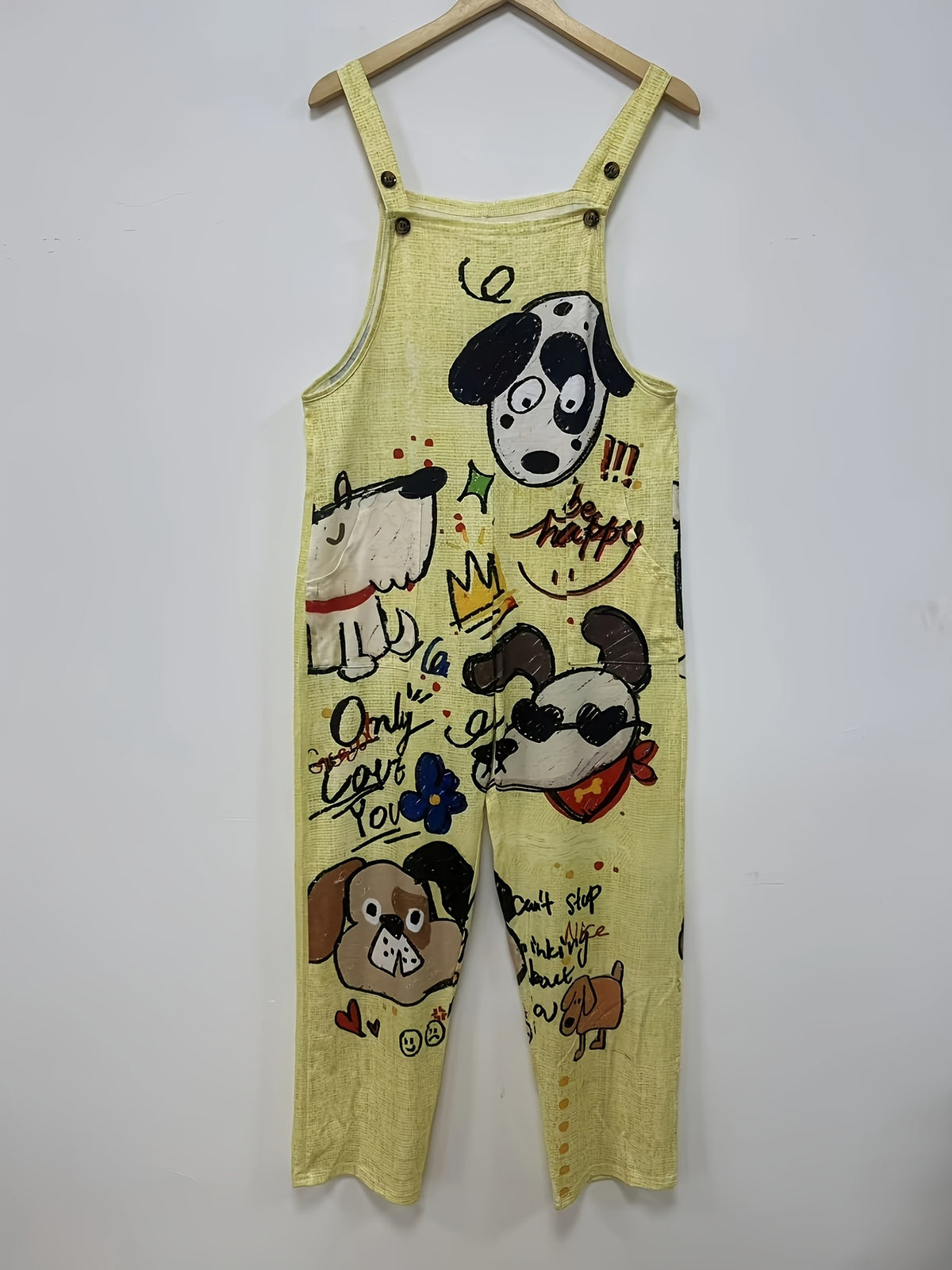 [Printed Pants - Not Denim Fabric][Imitation Denim] New European And American Women'S Fashion Featuring Stylish Faux Denim Animal Print Casual Overalls, Versatile And Comfortable Breathable Fabric for Fall Pants - Bright Yellow