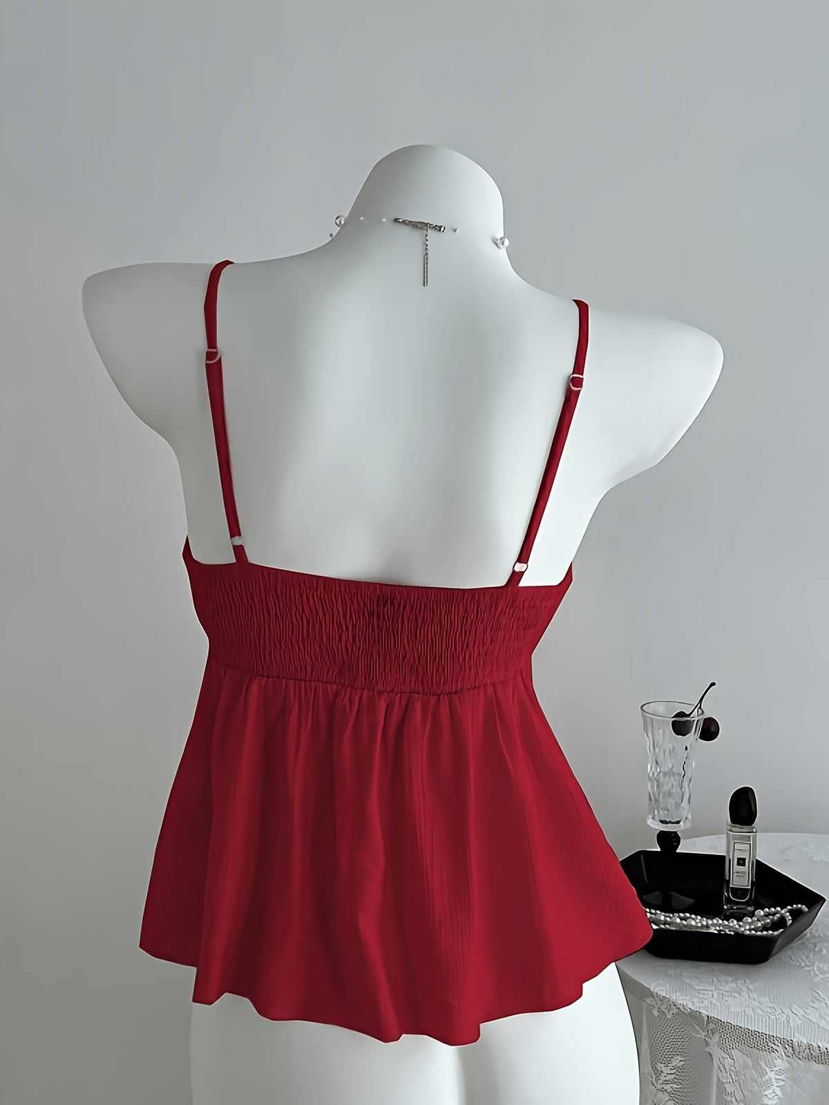 ZLLZ Women'S Cute Solid Color Cami Top, Summer - Red