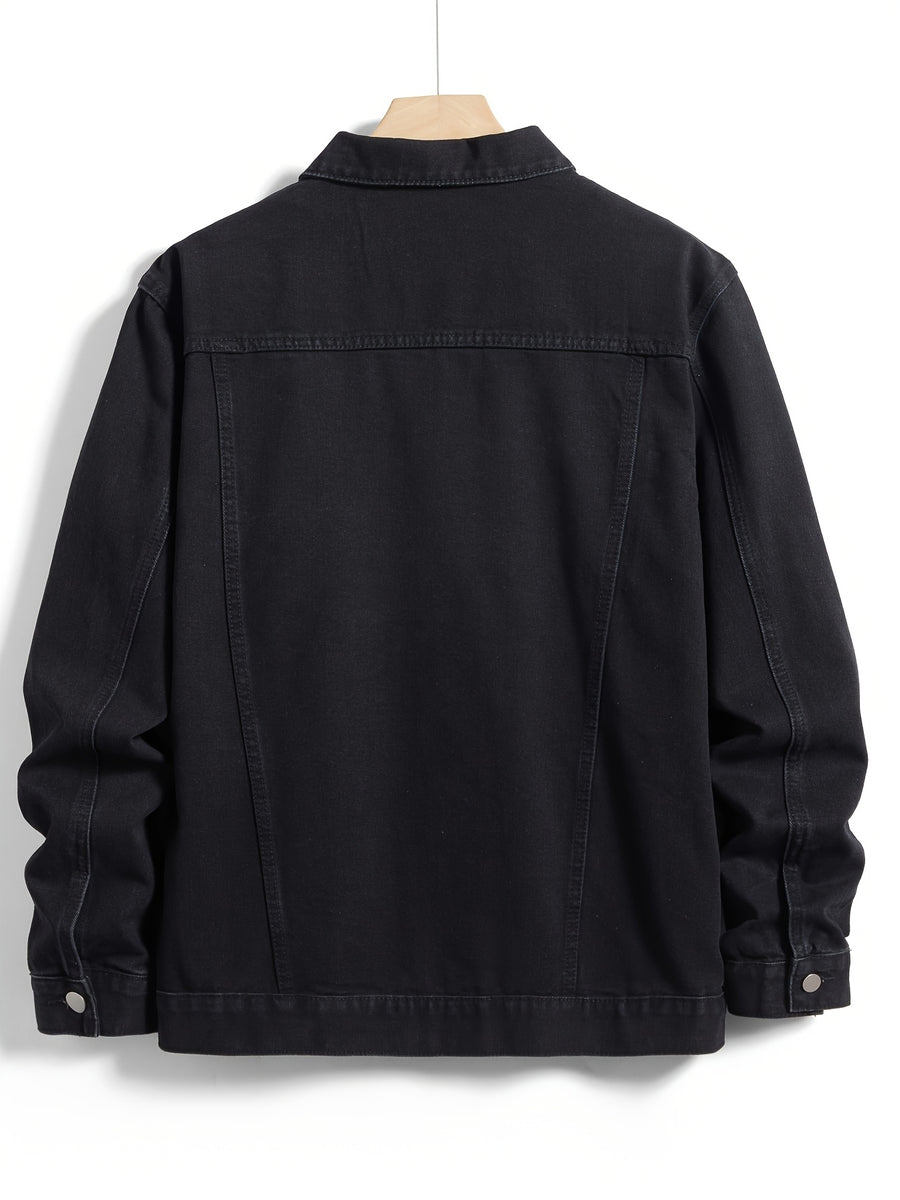 Men's Casual Denim Jacket - Black