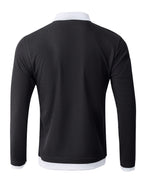 Pearson OBM Men's Fashion Printed Design Waffle 2-in-1 Look Shirt Top, Breathable and Comfortable Fabric, Versatile Casual Long Sleeve Men's Lapel Polo Shirt - Black-PA