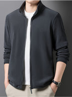 Winter New Men'S Long Zipper Fashion Versatile, Fleece Fabric Comfortable And Soft - Dark Gray