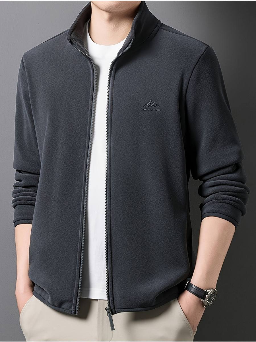 Winter New Men'S Long Zipper Fashion Versatile, Fleece Fabric Comfortable And Soft - Dark Gray