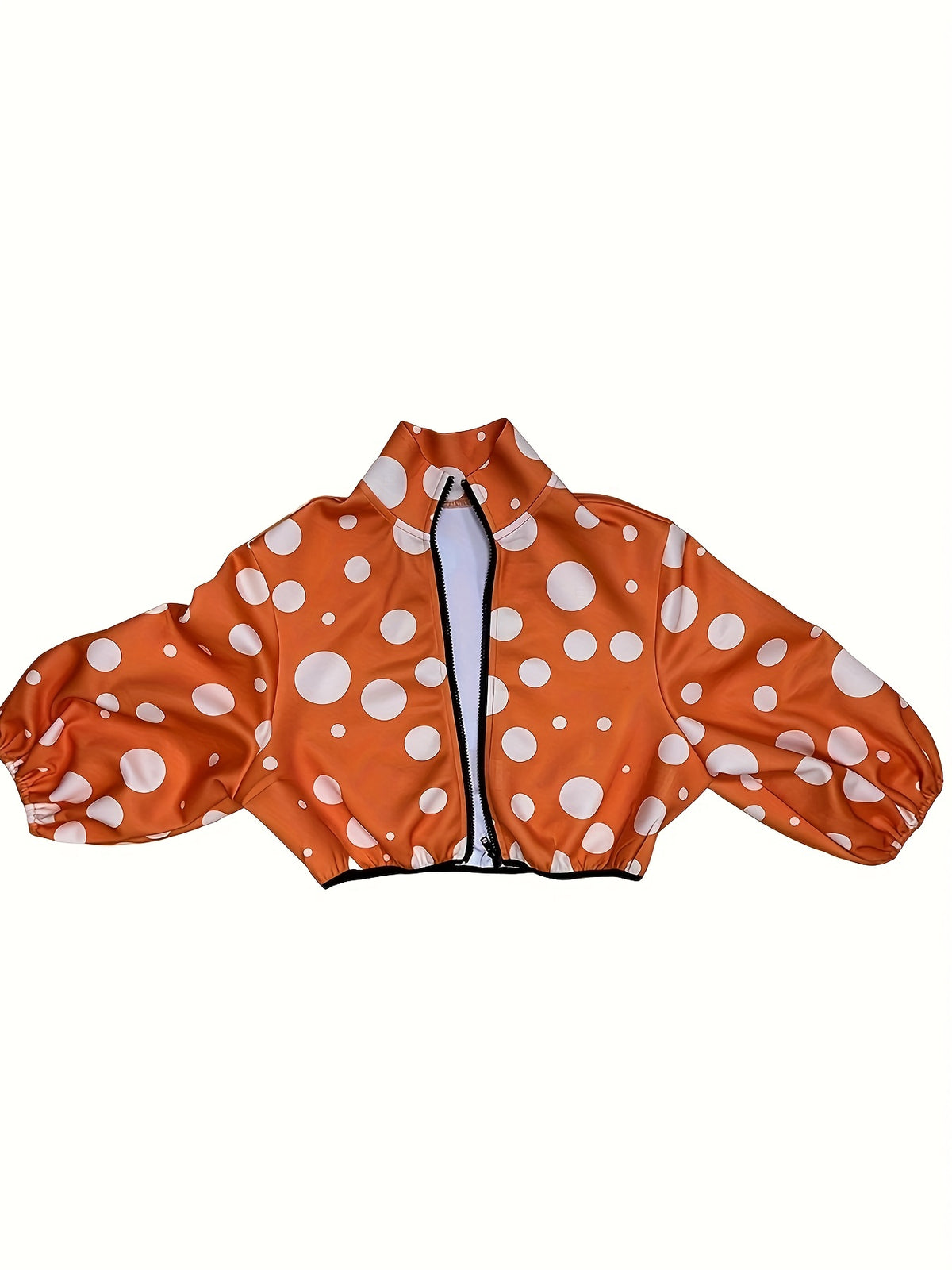 LN955 Autumn New Print Zipper Long Sleeve Women's Casual Short Jacket - Orange