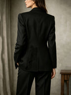 Women'S Fashion Printed Black Blazer Classic Commuter Quality Jacket - Black