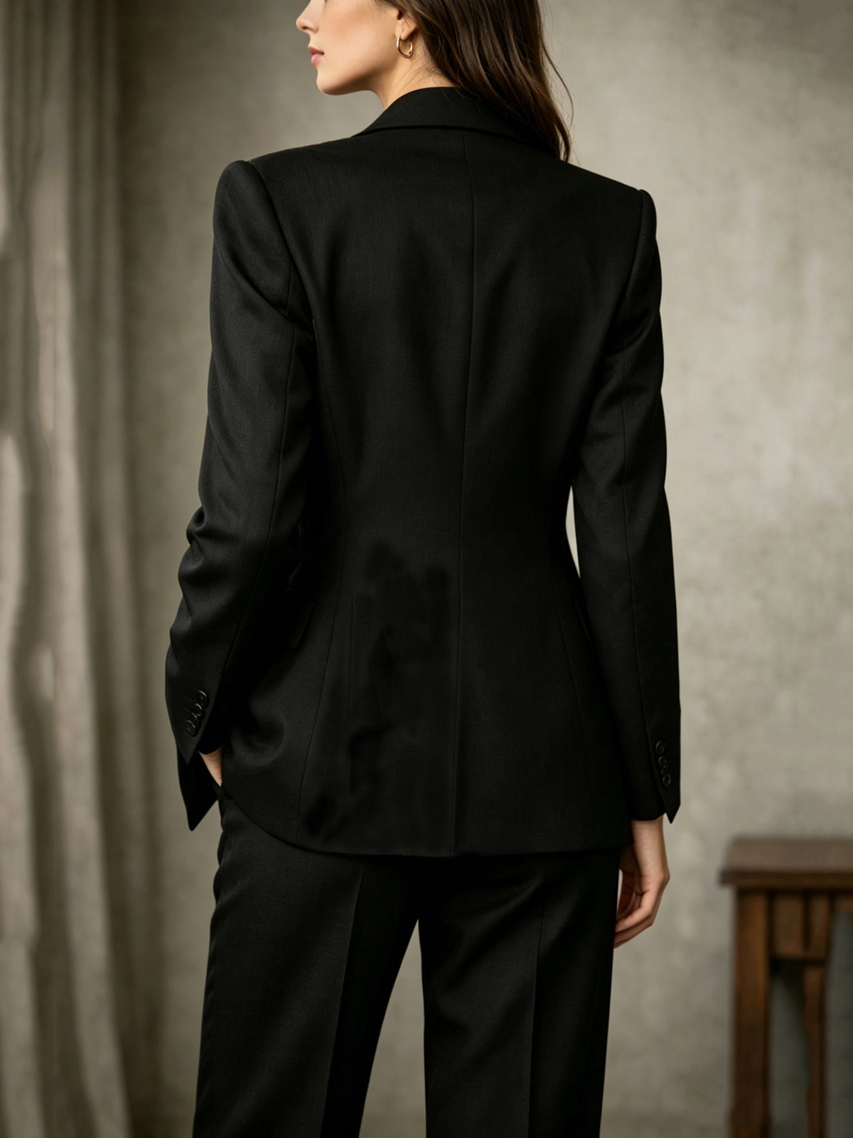 Women'S Fashion Printed Black Blazer Classic Commuter Quality Jacket - Black