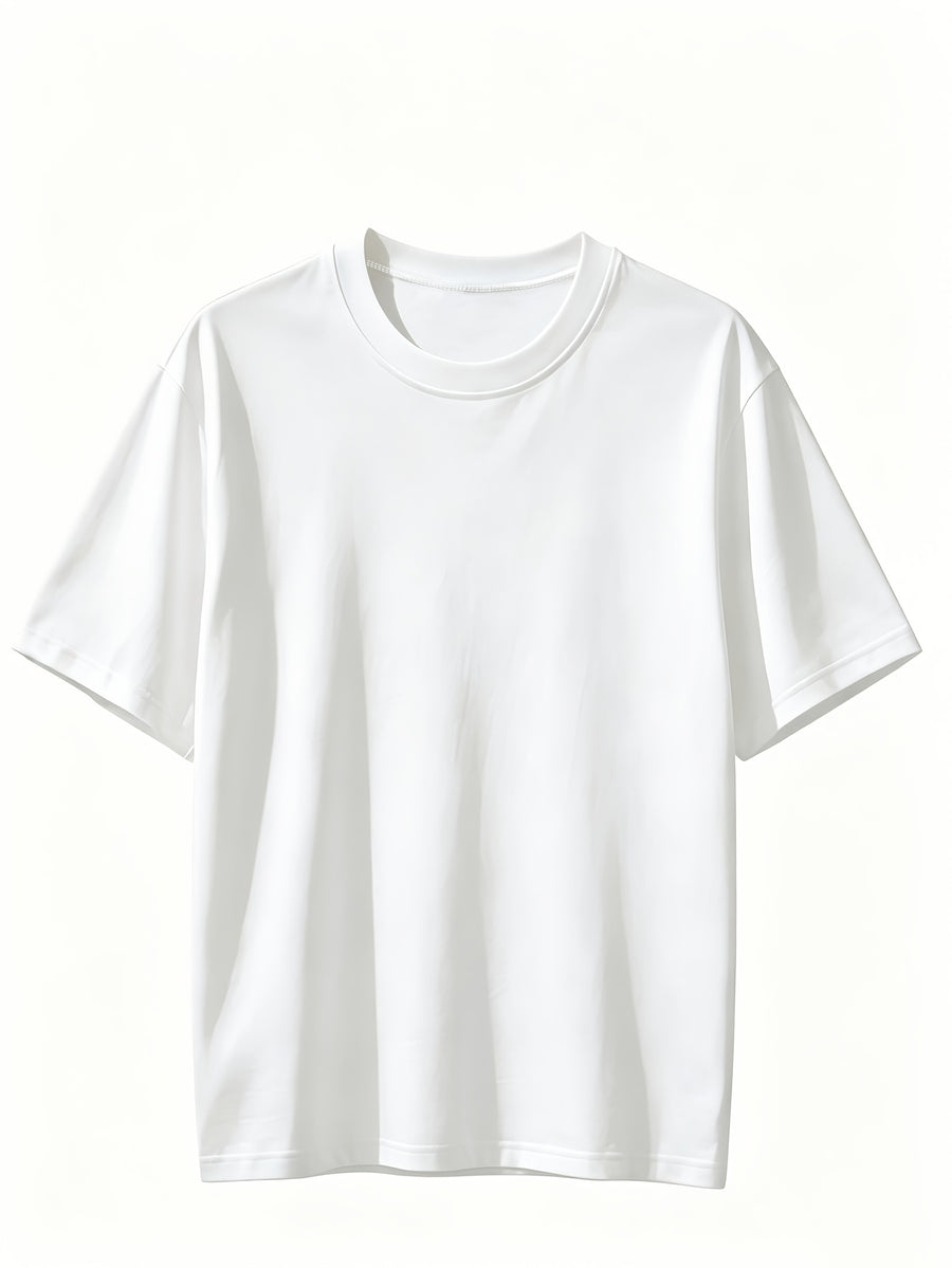 5pcs Set, 5pcs, Solid Color Round-Neck Fashionable Easy Slim-Fit Loose Short-Sleeve T-Shirt, Summer/Spring Women'S 5pcs Top Set, Available in Small Or - White
