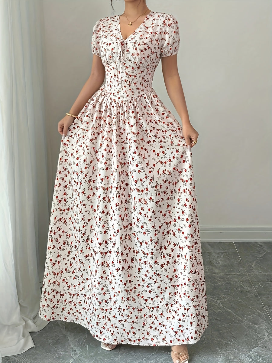 Long Dress Women's Fashion Elegant Floral Print 9008 - Multicolor