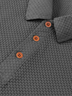 ITA Men'S Business Casual Short Sleeve T-Shirt, Skin-Friendly And Comfortable, Contrast Trim New Summer Polo Shirt Men'S Lapel Short Sleeve, Textured Casual Fashion T-Shirt - Dark Gray