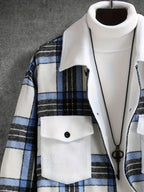 Pearson OBM Men's Novelty Plaid Cross-Border Coat - Blue