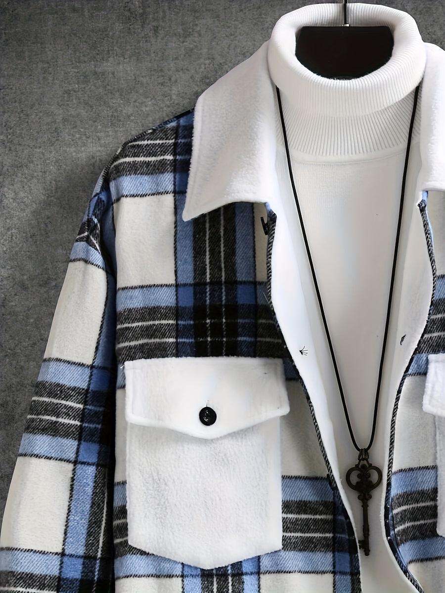 Pearson OBM Men's Novelty Plaid Cross-Border Coat - Blue