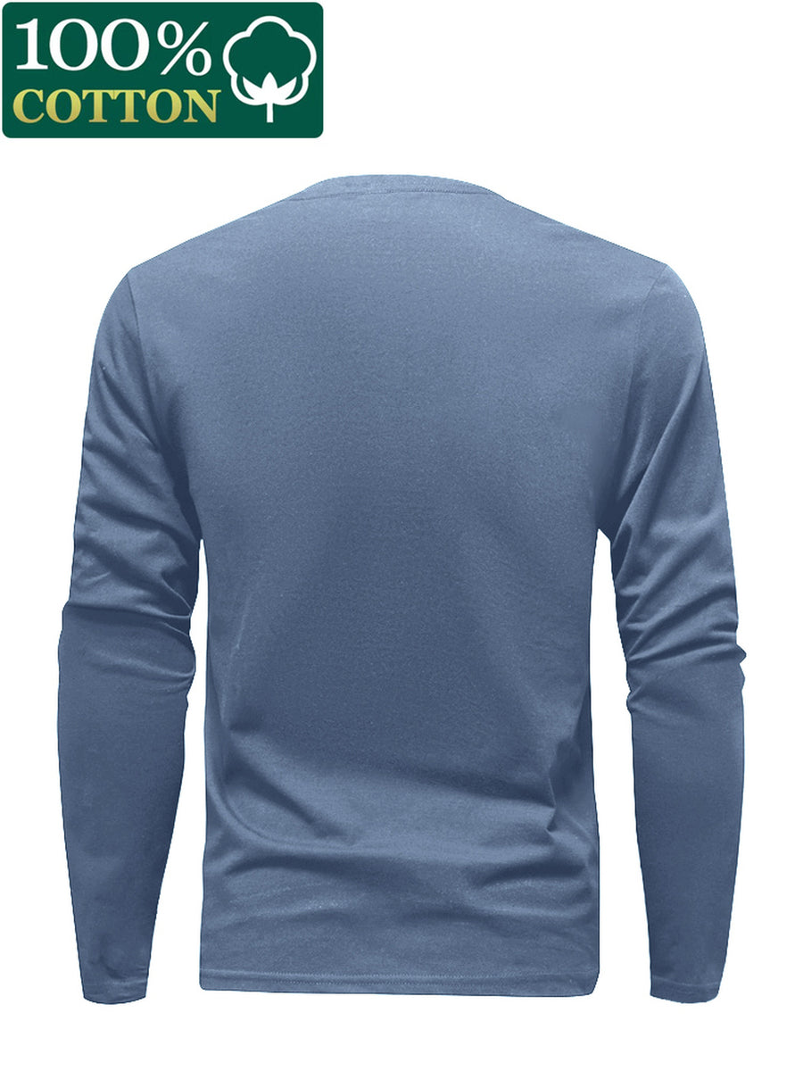 2pcs - 100% Men's Long Sleeve T-Shirt, Fabric, Comfortable and Breathable, Suitable for All Seasons, Essential for Casual Outings, Machine Washable - Combination Color 5