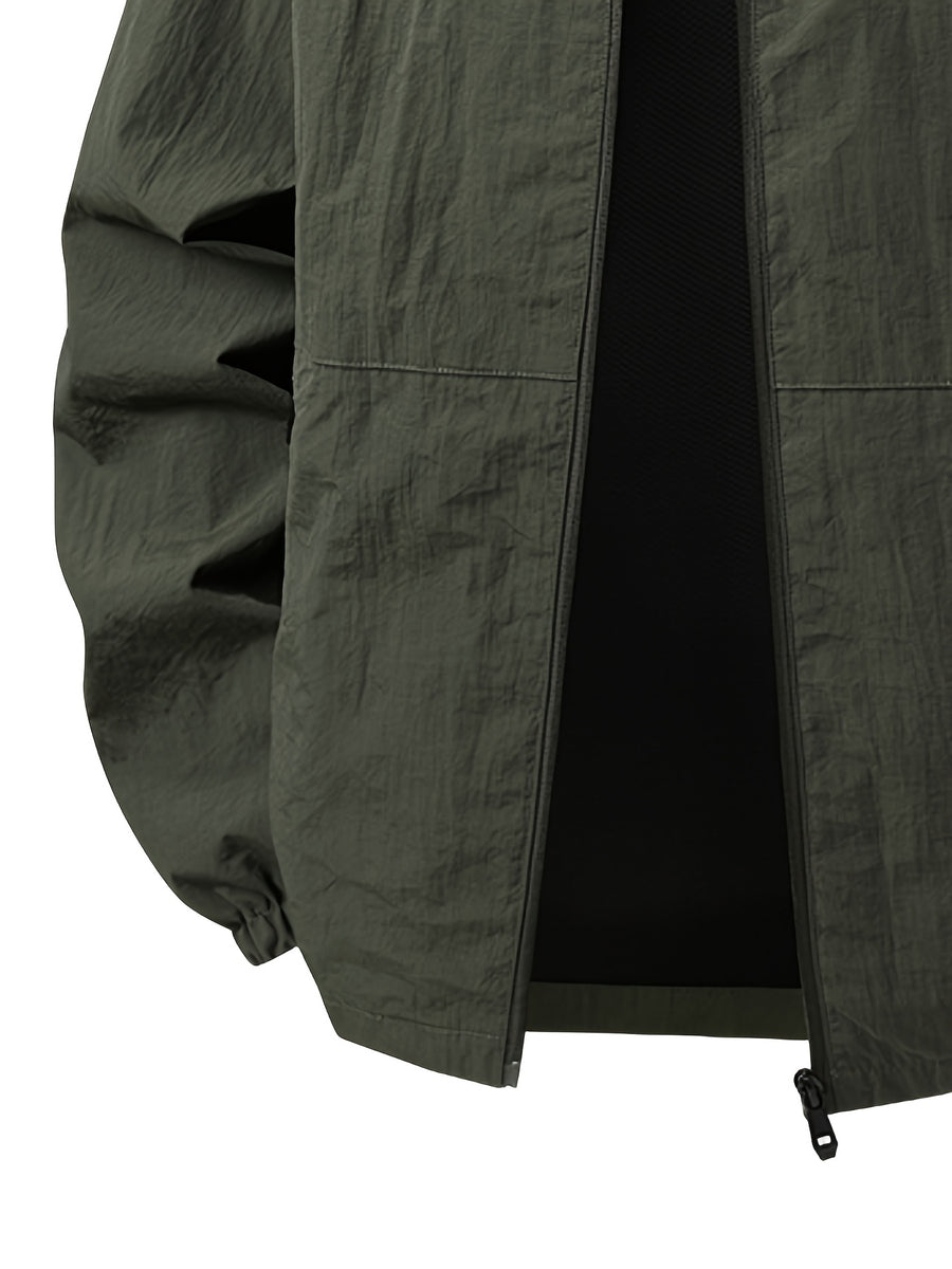 Men'S Stand-Collar Business Casual Jacket, New Spring And Autumn Outdoor Windbreaker, Windproof And Loose Jacket, Men'S Fashion - fern green