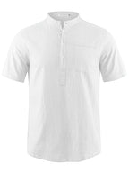 Men's Casual Shirt, Summer Short Sleeve, Lightweight and Breathable, Simple and Stylish, Versatile Casual Shirt - White