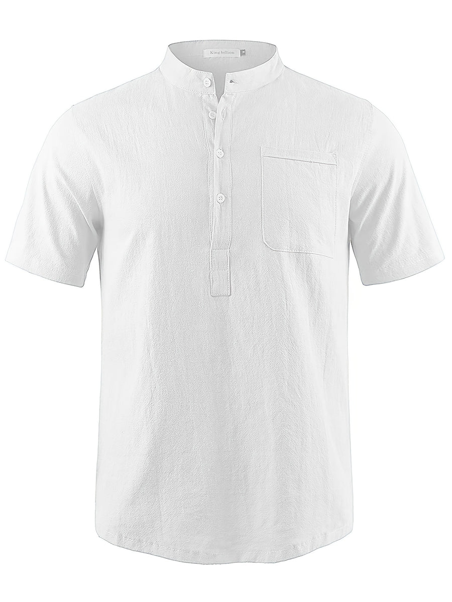 Men's Casual Shirt, Summer Short Sleeve, Lightweight and Breathable, Simple and Stylish, Versatile Casual Shirt - White