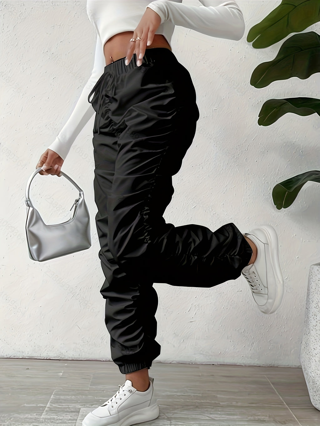 European and American Trendy Pleated Cuffed Pants - Unique Style, Express Yourself - Black