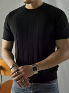 Men's Solid Rib-knit Top - Black