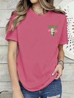 Short Sleeve T-Shirt with Front And Back Panels - Matcha Latte, Japanese Dessert Fashion Print - Women'S Spring Summer Trendy Printed T-Shirt, Fashion Item - Rose Red