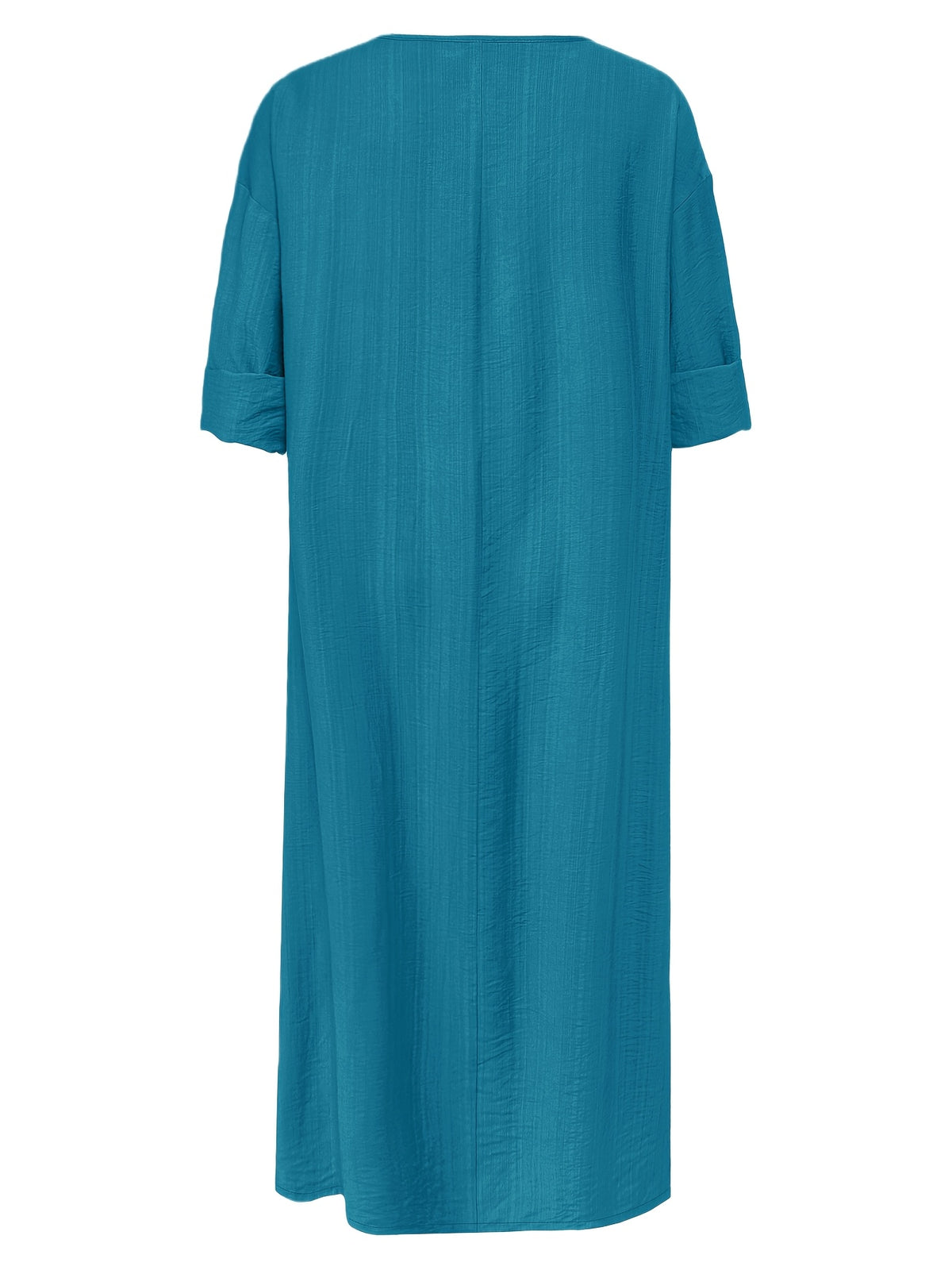 Women'S V-Neck Casual Long Sleeve Dress - Blue