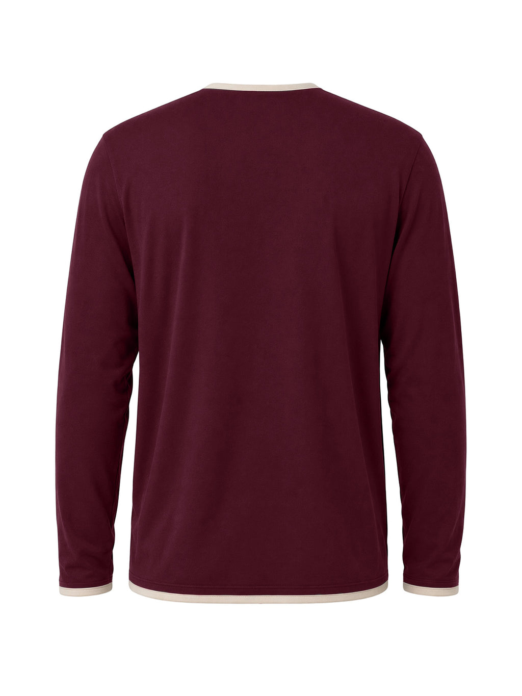 Men'S Retro Color-Block Casual Henley Long Sleeve, Spring Summer Autumn Regular Fit Fashionable Versatile T-Shirt, Solid Color, Knit Fabric, Breathable Comfortable Henley Long Sleeve, Half-Button Round Neck Design, Multiple Colors Available - Maroon 2