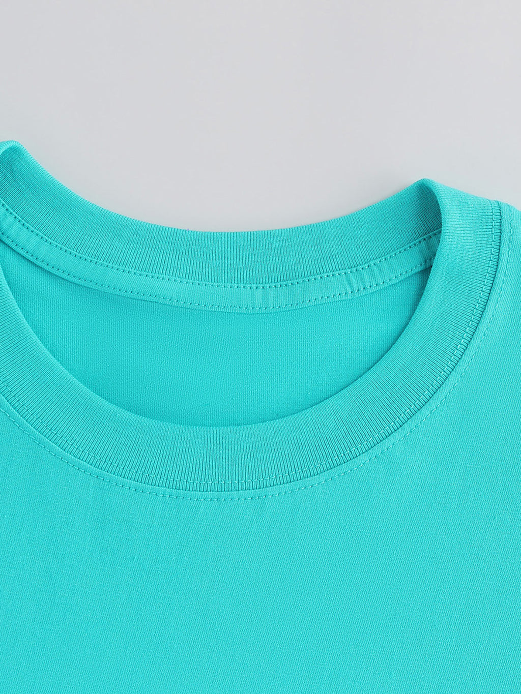 The First Two Armbands. Women's Spring/summer Y Style T-shirt Featuring Numbers, Letters, and Lines. Size 91. Fashionable, Loose-fit, Round Neck, Printed Short Sleeve, Pure Oversized Drop-shoulder T-shirt. Su K - Cyan
