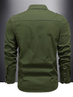 Men'S Long-Sleeved Shirt, Long-Sleeved Workwear, Casual Workwear, Twill Shirt, Top, Men'S Outdoor Plus Size Men'S Clothing, High-Density Twill Outdoor Shirt, Casual Workwear Top, Thin - Olive Green