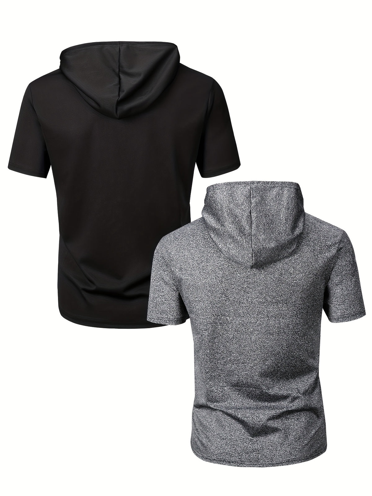 2pcs Men's Stylish Versatile Hooded Short-Sleeve T-Shirt with Kangaroo Pocket, Quick-Dry Breathable Casual Sportswear for Outdoor Fitness and Jogging - Mixed colors