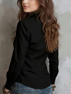 Elegant Long-sleeve Blouse for Women, Suitable for Spring and Summer, Ideal for Business Commuting - Black