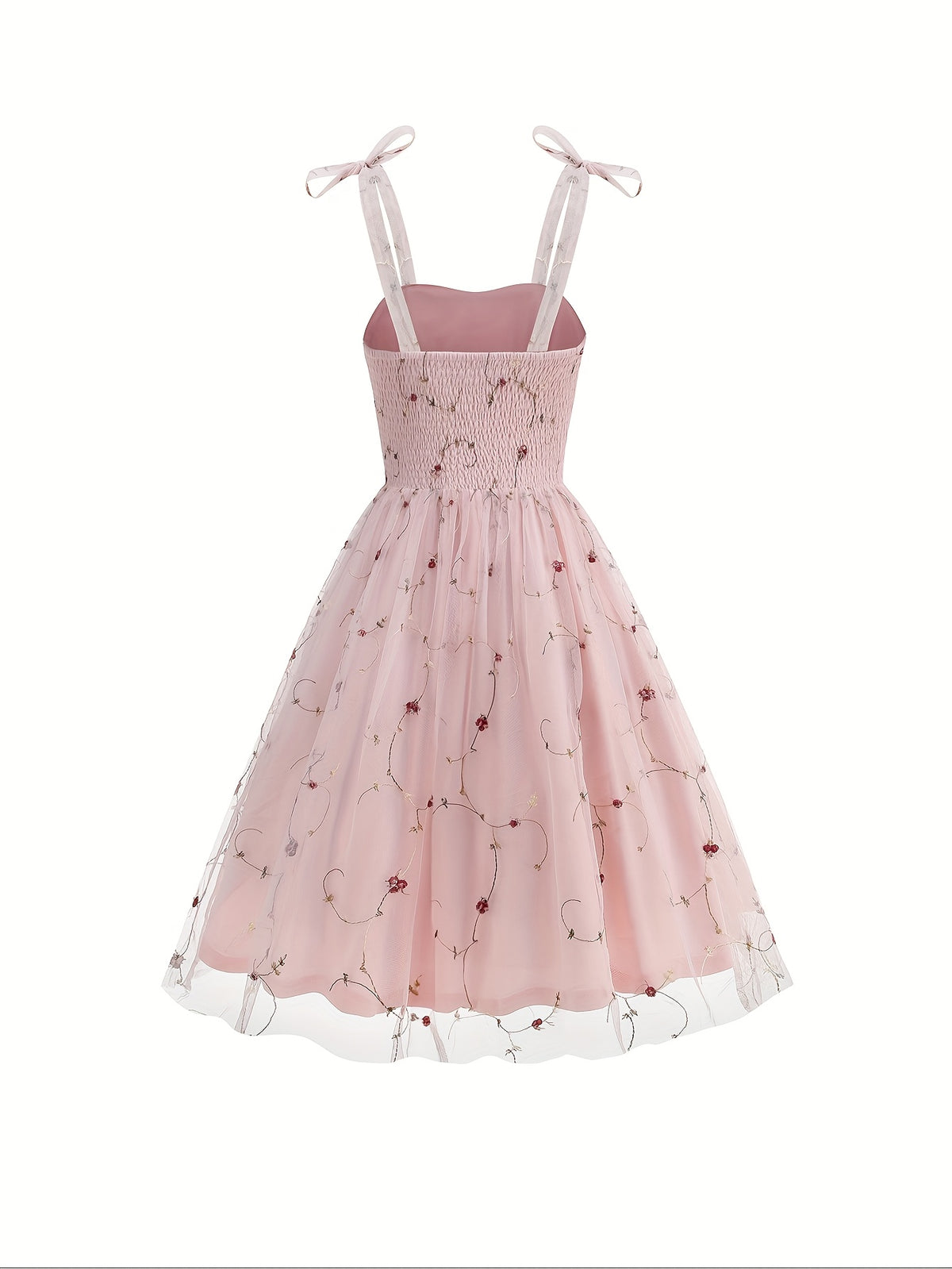Women'S Princess Dress, Chic Summer Waist-Cinching Tube Top Hepburn Style Cami Dress, Vintage - Pink Color