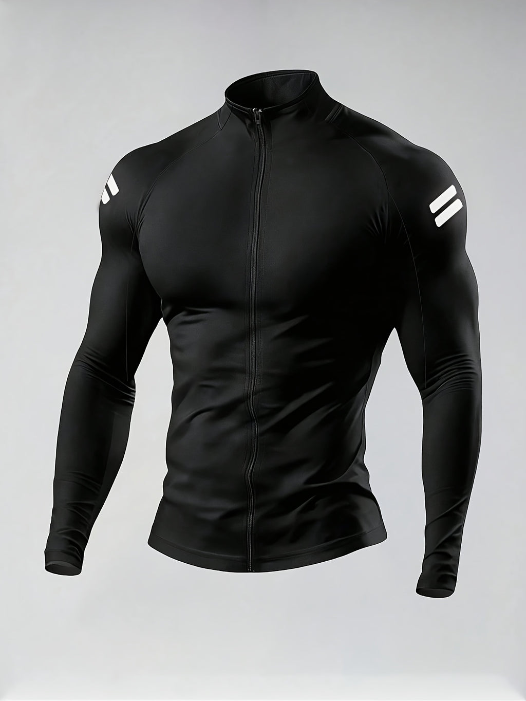 1pc Men'S Athletic Jacket, Versatile Stand Collar, Full-Zip Design, Quick-Dry Fabric, Fitness Training, Basketball, Running, Outdoor Travel, Casual Wear, Men'S Sports Coat, Men'S Fitness Jacket - Black