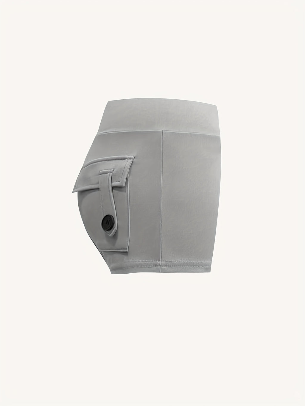 European and American Peach Workwear Style High-Waisted Elastic Butt-Lifting Buttoned Pocket Pants for Women - Grey